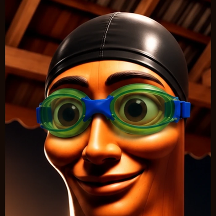 Close-up of the watchman's face and goggles